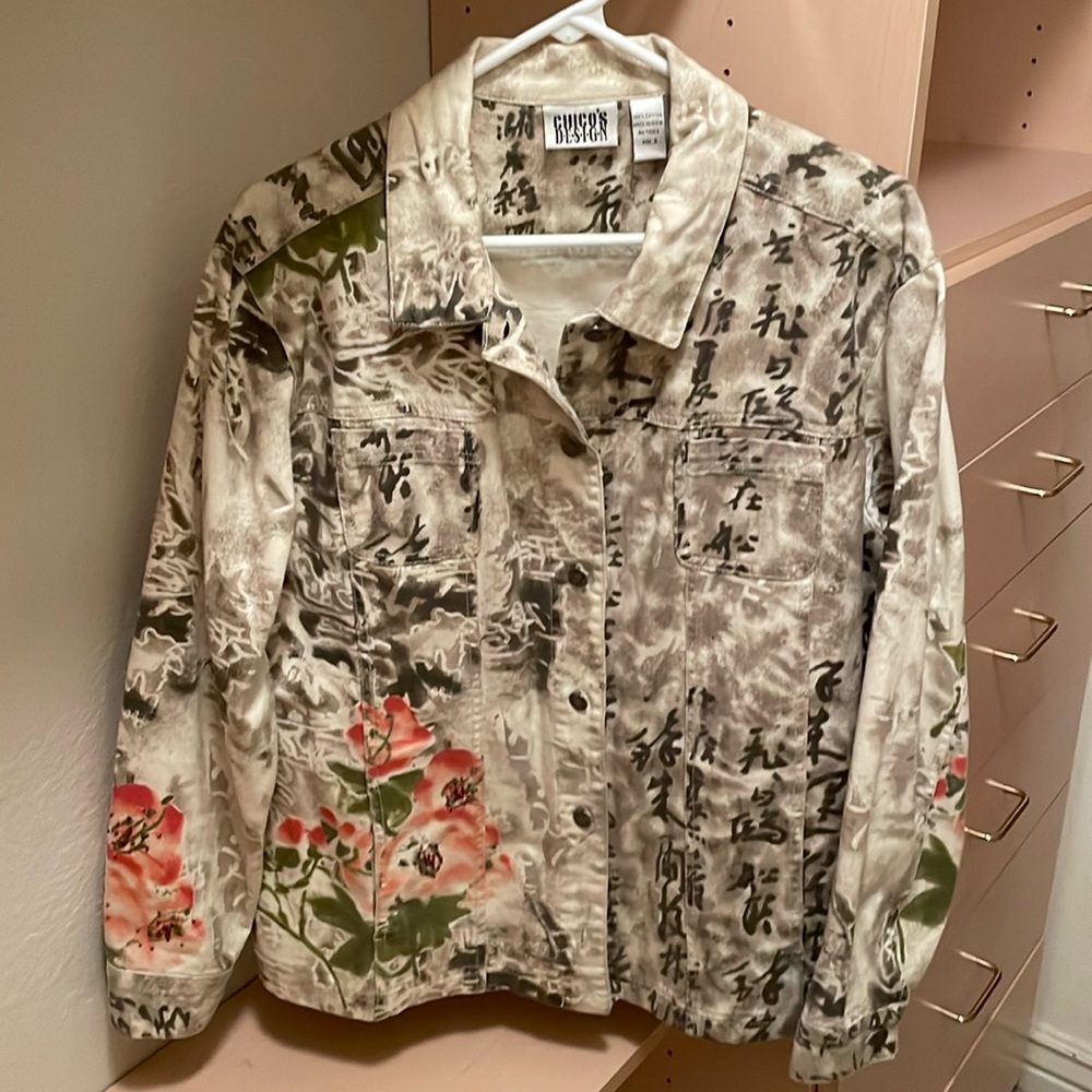 Chico’s Soring Jacket w Floral Accents